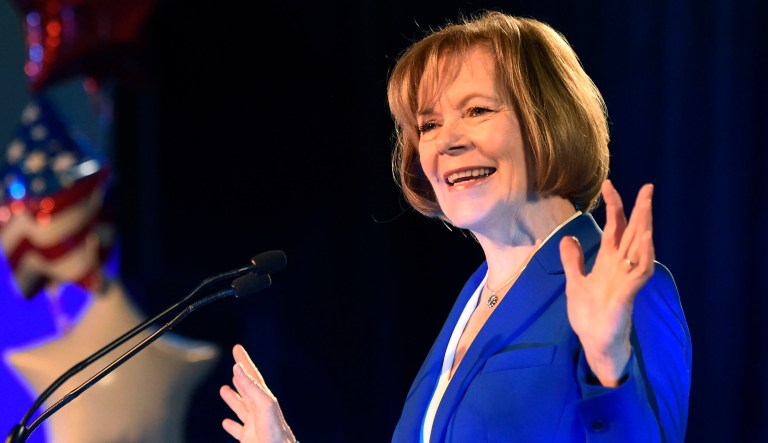 Sen. Tina Smith, D-Minn., speaks.