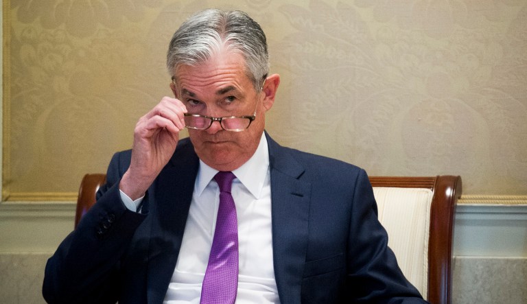 Federal Reserve Chairman Jerome Powell waits to address the Federal Reserve Board's 15th annual College Fed Challenge Finals in Washington, Thursday, Nov. 29, 2018.