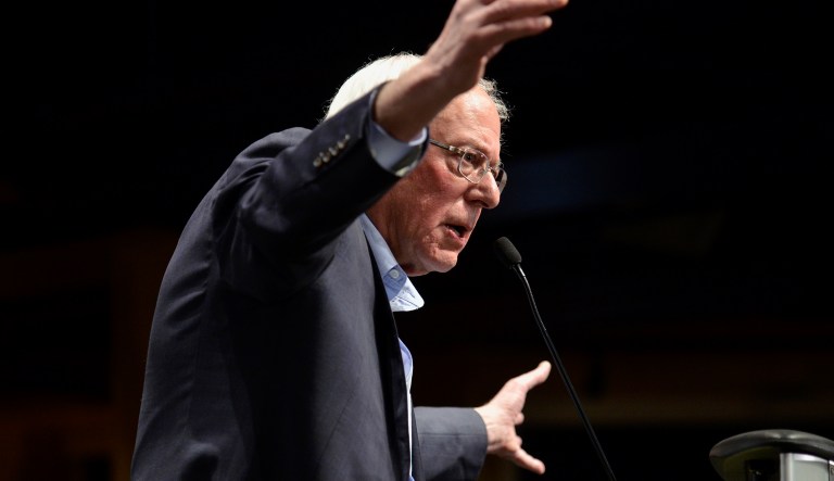 Vermont Sen. Bernie Sanders gives the keynote address at The Sanders Institute Gathering in Burlington, Vt., Thursday, Nov. 29, 2018. Reasserting himself as a leading voice in Democratic politics, Sanders on Thursday called on the political party to work harder to convince people of all races, regions and income levels that liberal policies will help them.