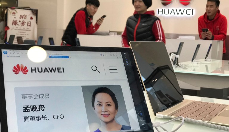 A profile of Huawei's chief financial officer Meng Wanzhou is displayed on a Huawei computer at a Huawei store in Beijing, China, Thursday, Dec. 6, 2018. Canadian authorities said Wednesday that they have arrested Meng for possible extradition to the United States.