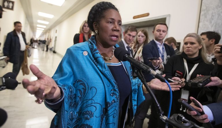 Rep. Sheila Jackson Lee, D-Texas, a member of the House Judiciary Committee, speaks to reporters on Capitol Hill in Washington, Friday, Dec. 7, 2018. 