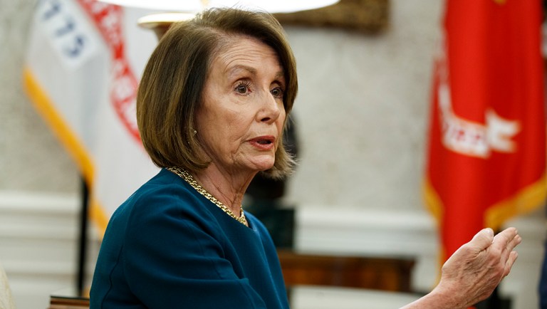 House Minority Leader Rep. Nancy Pelosi, D-Calif., speaks during a meeting.