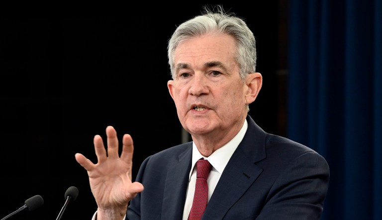 Federal Reserve Chairman Jerome Powell speak at a news conference in Washington, D.C.