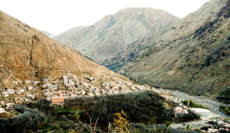 The remote village of Imlil is pictured, nestled on the slopes of the Atlas mountains in Morocco, on Thursday.