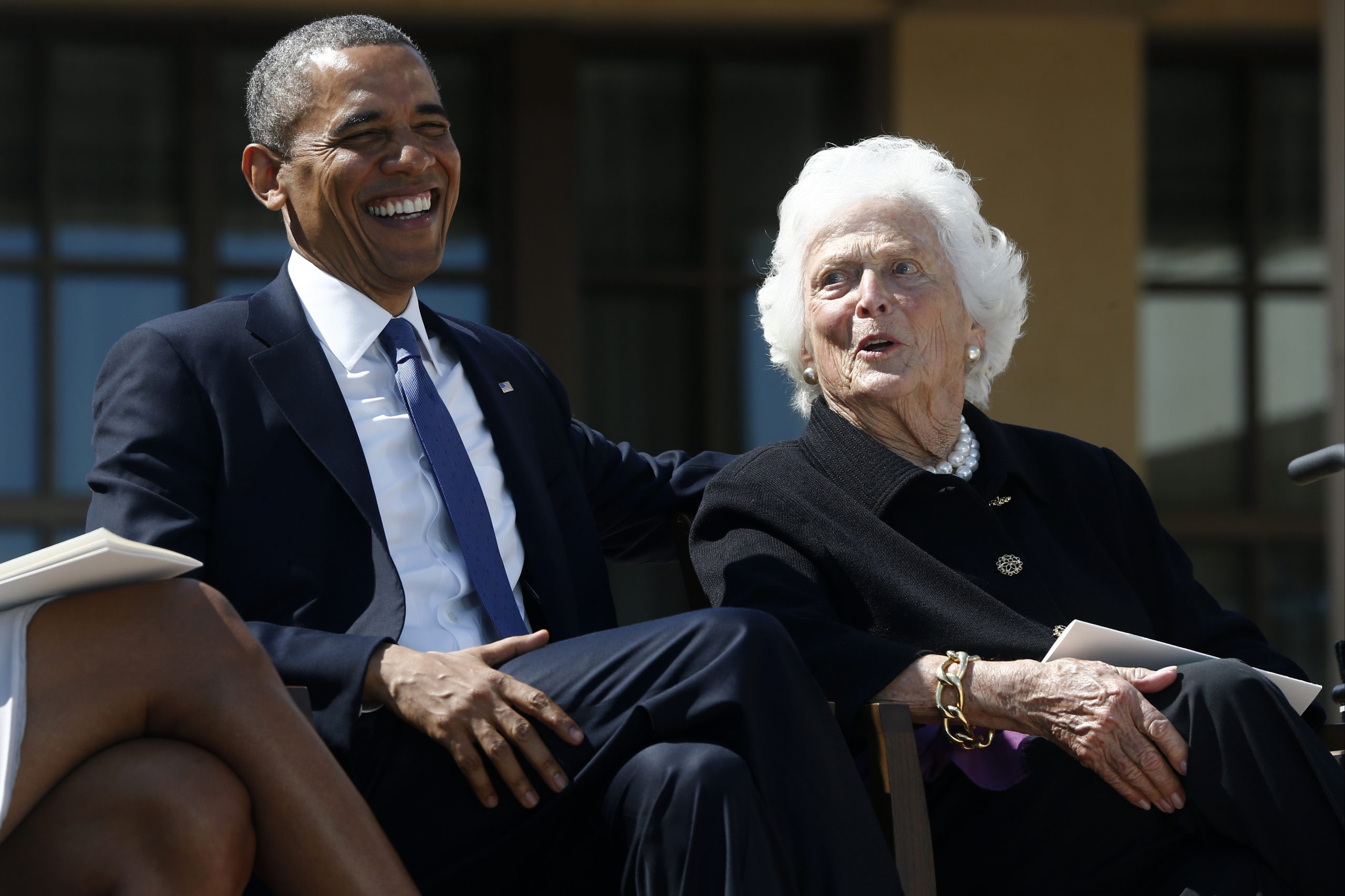 Barack Obama, Barbara Bush April 2013