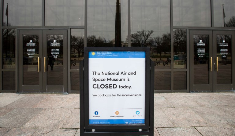 The Smithsonian Institution National Air and Space Museum is closed during the partial government shutdown, Friday, Jan. 4, 2019 in Washington.