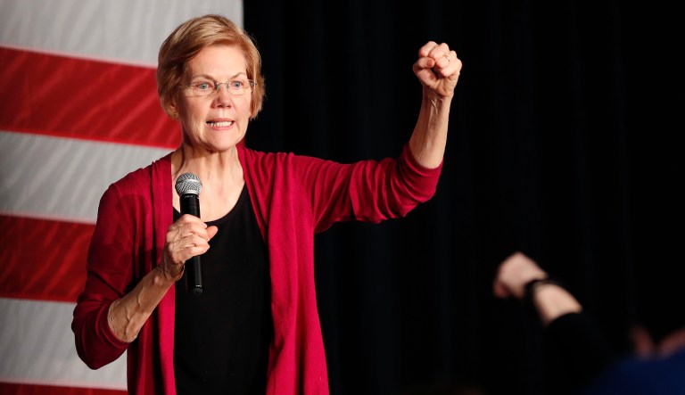 Sen. Elizabeth Warren, D-Mass, speaks during an organizing event at Curate event space in Des Moines, Iowa, Saturday, Jan. 5, 2019. Her Iowa debut, beginning Friday evening and continuing across the state Saturday, offered the first glimpse of what she may look like as a 2020 candidate.