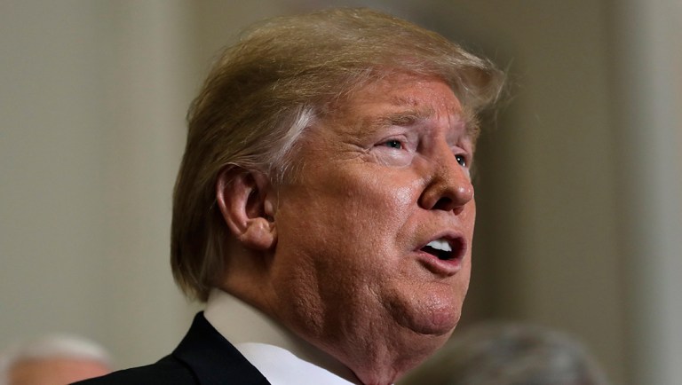 President Trump speaks to the media.