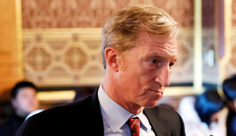 Billionaire investor and Democratic activist Tom Steyer speaks at an event.