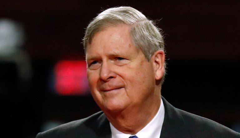 Former Iowa Gov. Tom Vilsack appears at an event.