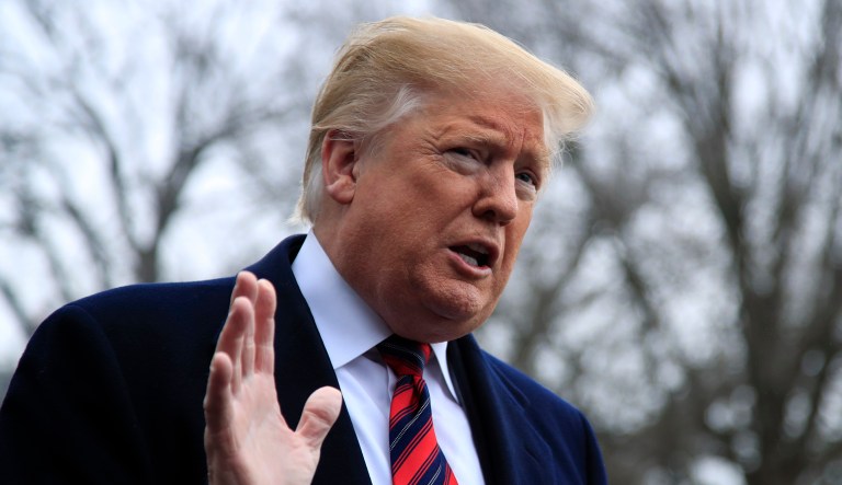 President Trump speaks to the media.