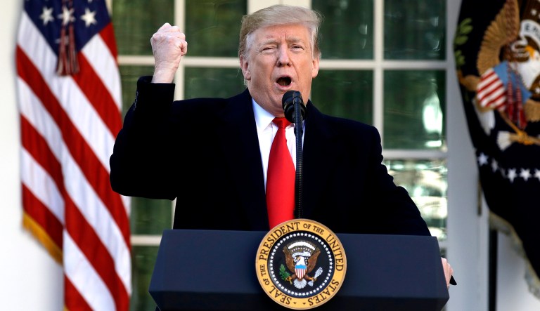 President Trump speaks in the Rose Garden of the White House in D.C.