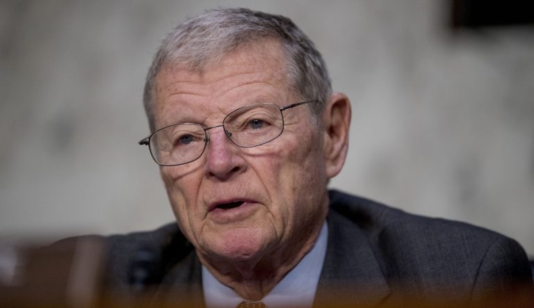Chairman Sen. Jim Inhofe, R-Okla., speaks as U.S. Central Command Commander Gen. Joseph Votel appears before a Senate Armed Services Committee hearing on Capitol Hill, Tuesday, Feb. 5, 2019, in Washington. 