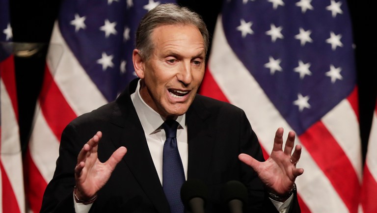 Former Starbucks CEO Howard Schultz speaks at Purdue University.