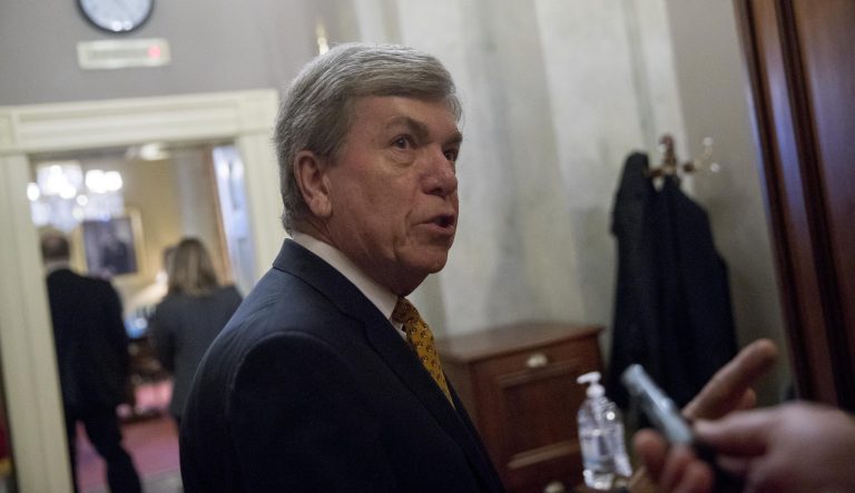 Rep. Roy Blunt, R-Mo., speaks to reporters on Capitol Hill, Monday, Feb. 11, 2019, in Washington. 