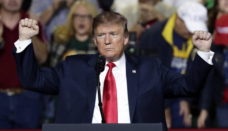 Former President Donald Trump speaks during a rally at the El Paso County Coliseum on Feb. 11, 2019, in El Paso, Texas. 