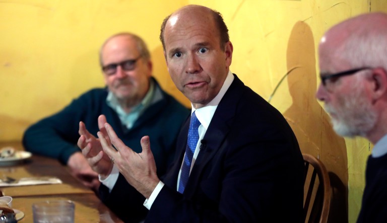 Presidential candidate and former Rep. John Delaney, D-Md., speaks during a roundtable event on climate change, Tuesday, Feb. 12, 2019, in Portsmouth, N.H.