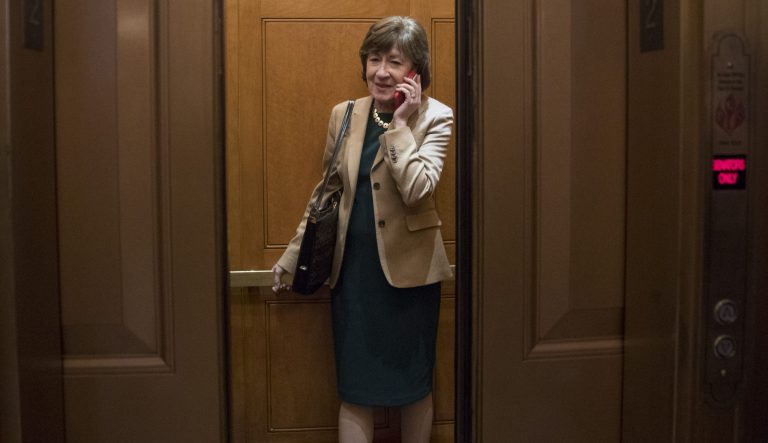 Sen. Susan Collins, R-Maine, leaves the U.S. Capitol building on Capitol Hill in Washington, Thursday, March 14, 2019.