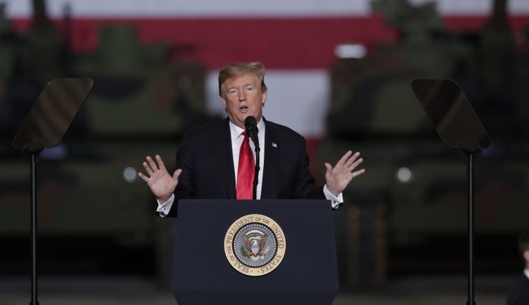 President Donald Trump speaks at Joint Systems Manufacturing Center in Lima, Ohio, Wednesday, March 20, 2019. 