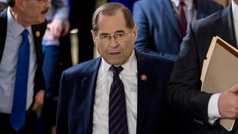 House Judiciary Committee Chairman Jerrold Nadler, D-N.Y., leaves a House Democratic meeting.