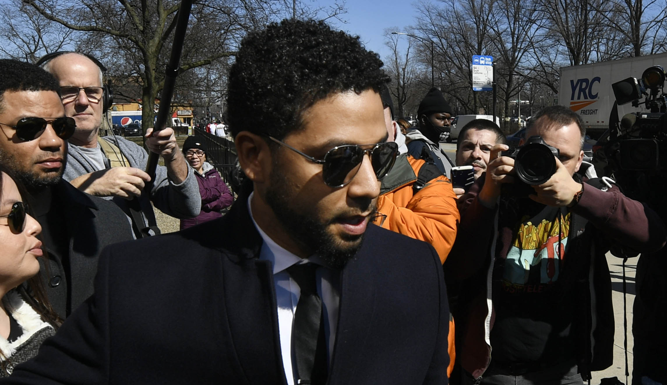 Actor Jussie Smollett leaves the Leighton Criminal Courthouse in Chicago on Tuesday, March 26, 2019, after prosecutors dropped all charges against him. Smollett had been indicted on 16 felony counts related to making a false report that he was attacked by two men who shouted racial and homophobic slurs.