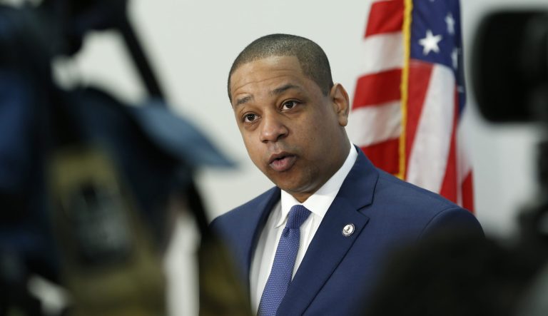 Virginia Lt. Gov. Justin Fairfax addresses the media during a news conference in his office at the Capitol in Richmond, Va., Wednesday, April 3, 2019. Fairfax addressed sexual misconduct allegations made by two women against him and presented the results of a polygraph test. 