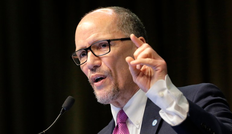 Tom Perez, chairman of the Democratic National Committee, speaks.