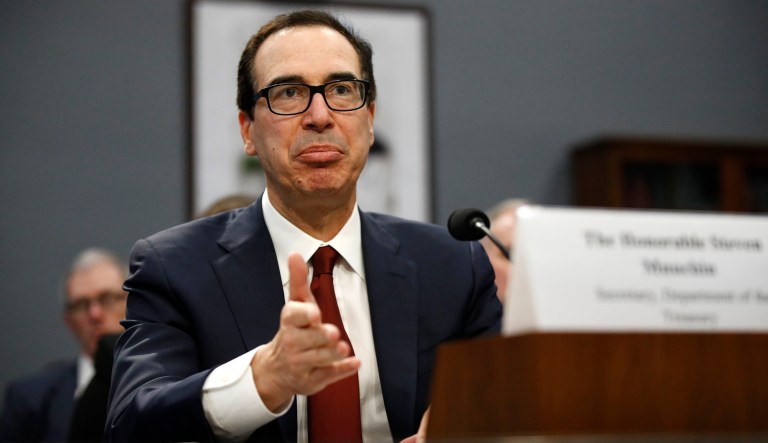 Treasury Secretary Steve Mnuchin testifies before the House Appropriations Committee during a hearing on President Trump's budget request for Fiscal Year 2020, Tuesday, April 9, 2019, on Capitol Hill in Washington. Mnuchin said Tuesday that his department intends to "follow the law" and is reviewing a request by a top House Democrat to provide Trump's tax returns to lawmakers. 