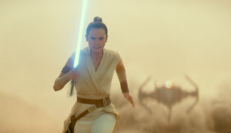 This image released by Lucasfilm Ltd. shows Daisy Ridley as Rey in a scene from "Star Wars: Episode IX." 