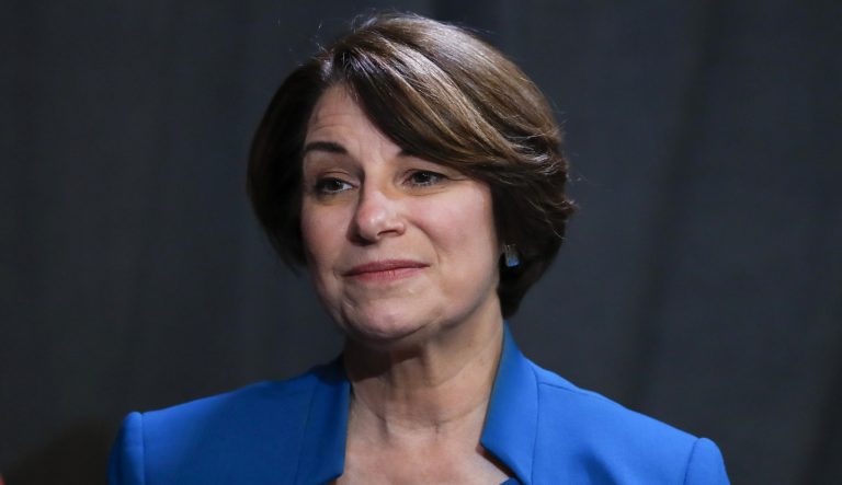 Democratic presidential candidate Sen. Amy Klobuchar, D-Minn., listens to a question during an interview in Detroit, Friday, May 3, 2019. 