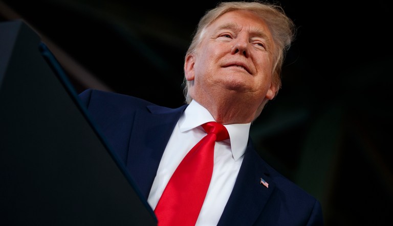 President Donald Trump speaks at a rally at Aaron Bessant Amphitheater, Wednesday, May 8, 2019, in Panama City Beach, Fla.