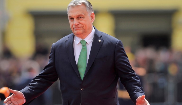 Hungarian Prime Minister Viktor OrbÃ¡n arrives for an EU summit in Sibiu, Romania, Thursday, May 9, 2019. European Union leaders on Thursday start to set out a course for increased political cooperation in the wake of the impending departure of the United Kingdom from the bloc.