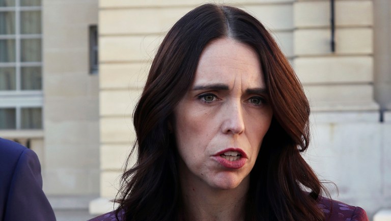 New Zealand Prime Minister Jacinda Ardern gives a press conference.