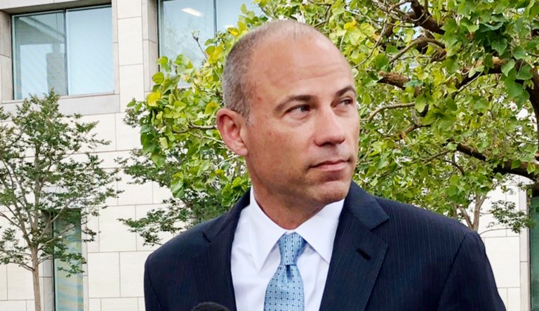 Attorney Michael Avenatti talks to the media outside of federal court in Santa Ana, Calif.