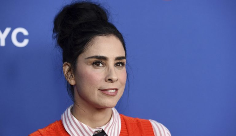 Moderator Sarah Silverman poses before an Emmy For Your Consideration event for the Showtime series "Who Is America?" at Paramount Studios, Wednesday, May 15, 2019, in Los Angeles. 