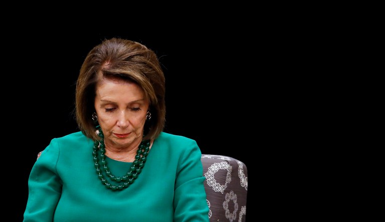 Speaker of the House Nancy Pelosi, D-Calif., pauses during a panel discussion at Delaware County Community College, Friday, May 24, 2019, in Media, Pa.