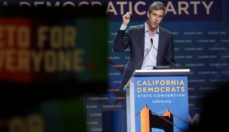 Democratic presidential candidate and former Texas Congressman Beto O'Rourke speaks during the 2019 California Democratic Party State Organizing Convention in San Francisco, Saturday, June 1, 2019.
