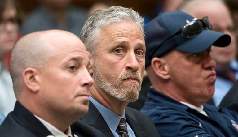 Entertainer and activist Jon Stewart lends his support to firefighters, first responders, and survivors of the September 11, 2001, terror attacks at a hearing by the House Judiciary Committee as it considers permanent authorization of the Victim Compensation Fund, on Capitol Hill in Washington, Tuesday, June 11, 2019.