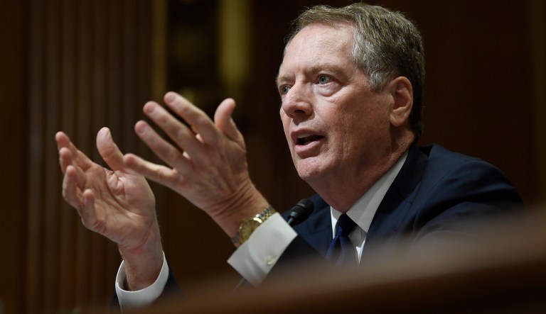 United States Trade Representative Robert Lighthizer testifies before the Senate Finance Committee on Capitol Hill in Washington, Tuesday, June 18, 2019, during a hearing hearing on 'The President's 2019 Trade Policy Agenda and the United States-Mexico-Canada Agreement'.