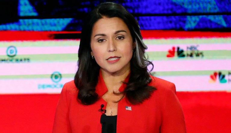 Democratic presidential candidate Rep. Tulsi Gabbard, D-Hawaii, speaks during a Democratic primary debate hosted by NBC News at the Adrienne Arsht Center for the Performing Art, Wednesday, June 26, 2019, in Miami.