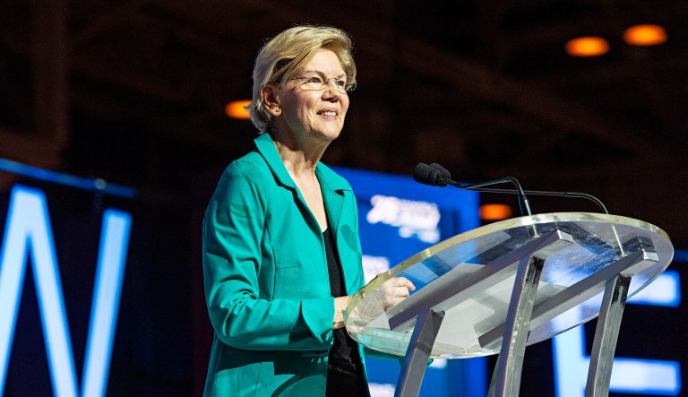 Democratic presidential candidate Sen. Elizabeth Warren, D-Massachusetts, speaks.