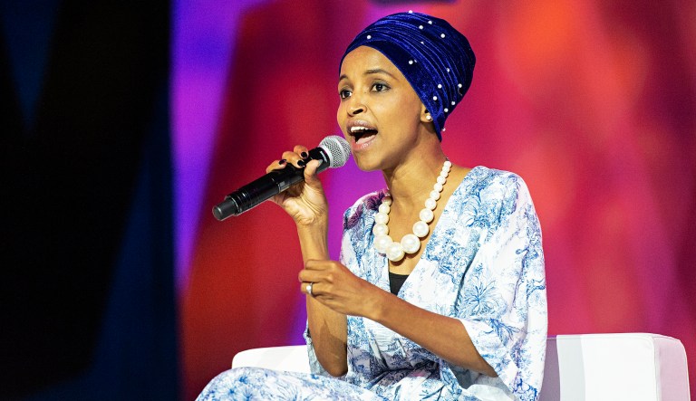 Rep. Ilhan Omar, D-Minnesota, speaks.
