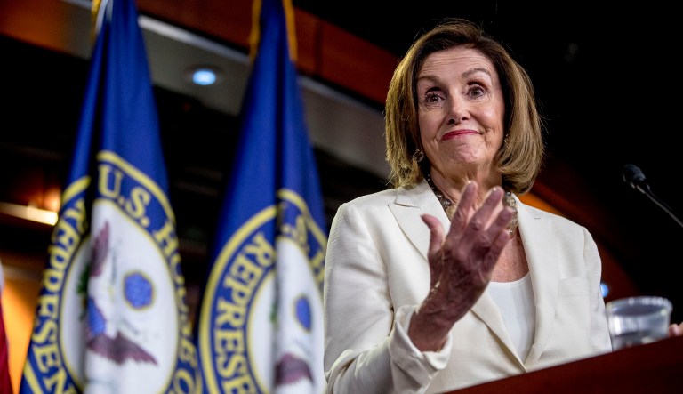 House Speaker Nancy Pelosi of California meets with reporters on Capitol Hill in Washington.