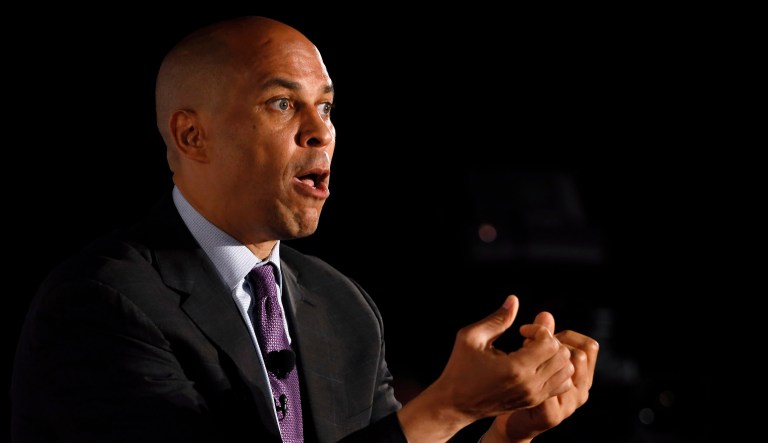 Democratic presidential candidate Sen. Cory Booker speaks during a presidential candidates forum.