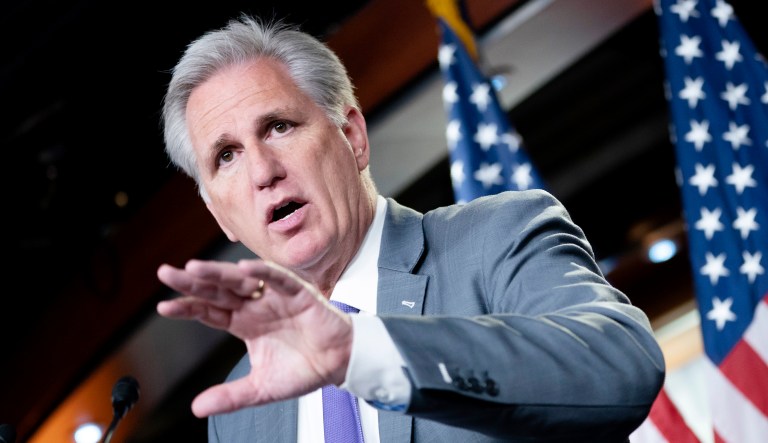 House Republican Leader Kevin McCarthy, R-California, speaks.