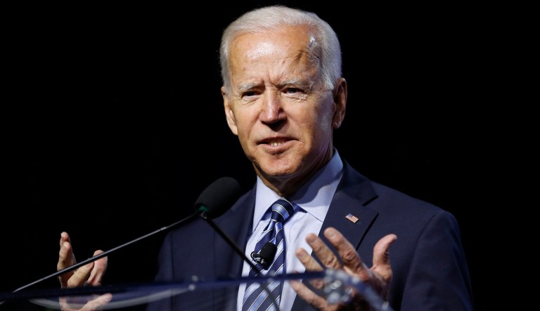 Democratic presidential candidate former Vice President Joe Biden speaks.