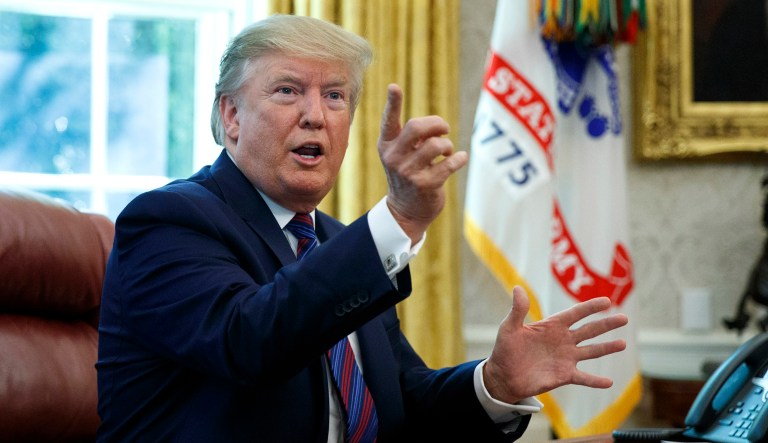 President Trump speaks at the White House.