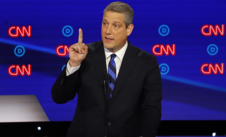 Rep. Tim Ryan, D-Ohio, speaks during the first of two Democratic presidential primary debates hosted by CNN Tuesday, July 30, 2019, in the Fox Theatre in Detroit. 