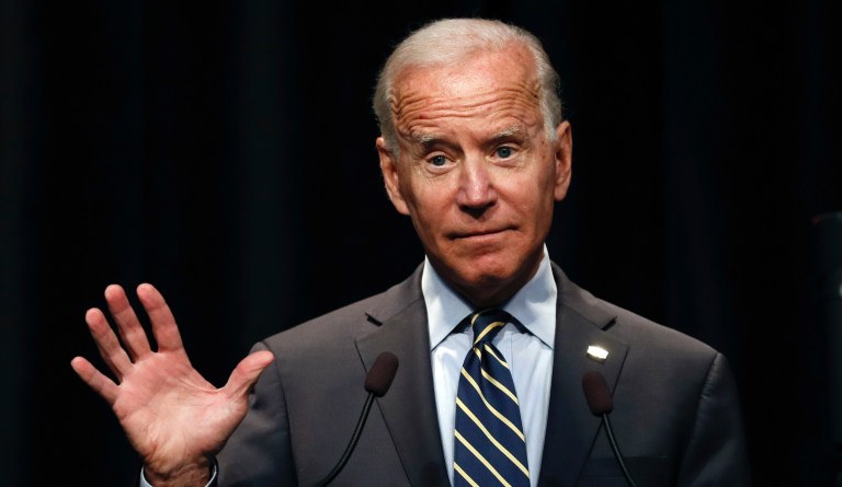 Democratic presidential candidate former Vice President Joe Biden speaks at the Iowa Federation of Labor convention, Wednesday, Aug. 21, 2019, in Altoona, Iowa.