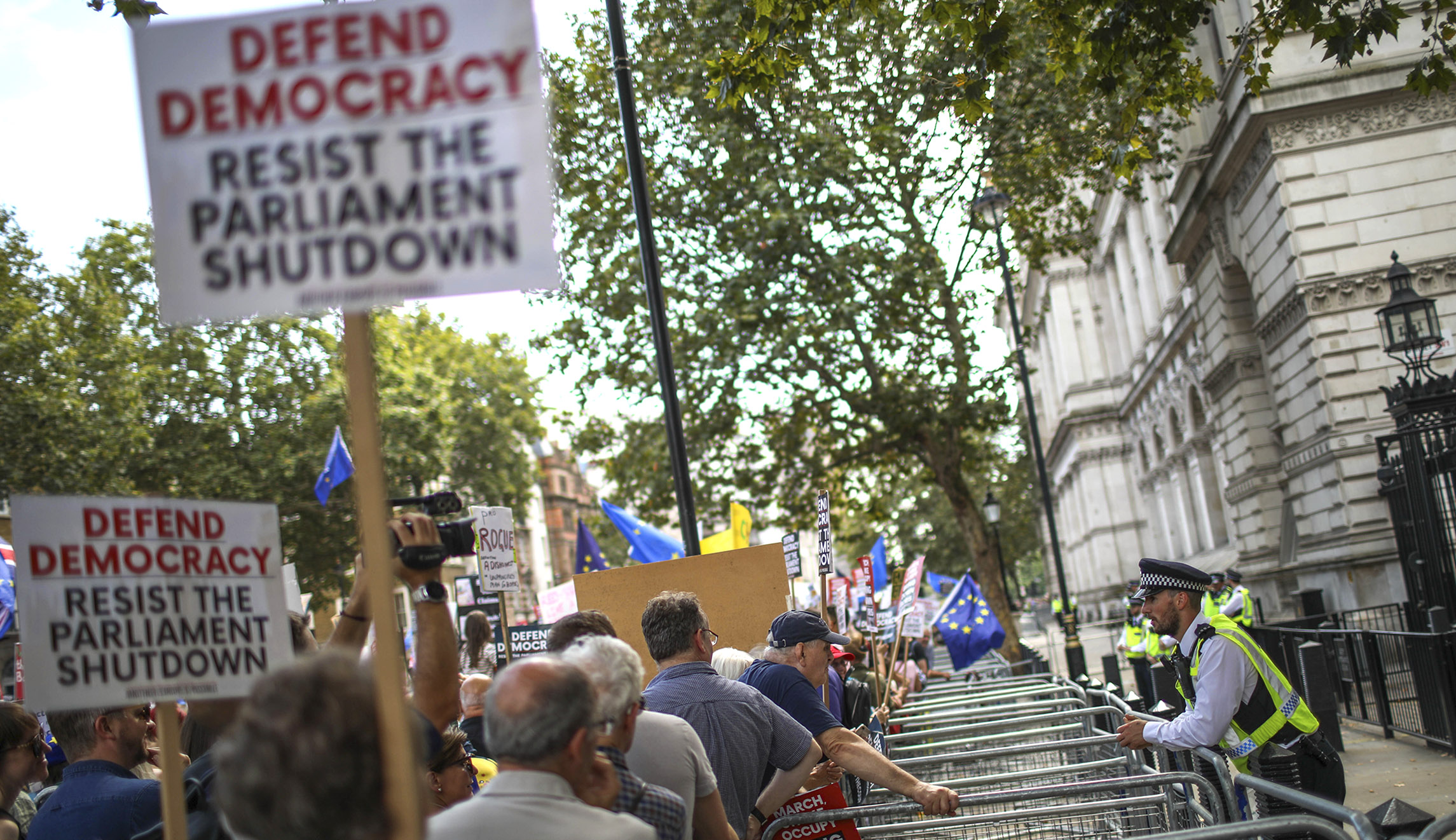‘Stop the coup’: Thousands protest Parliament suspension in London